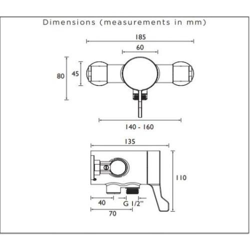Bristan Opac Lever Exposed Shower Valve OP TS3650 EL C